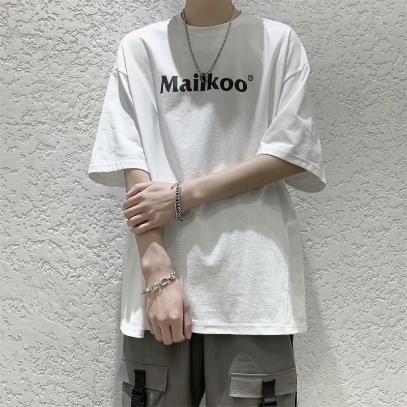 Áo Thun Tay Ngắn Cổ Tròn In Chữ Tiếng Anh Thiết Kế Trẻ Trung Phong Cách Hàn Quốc Cho Nam Size S-8XL