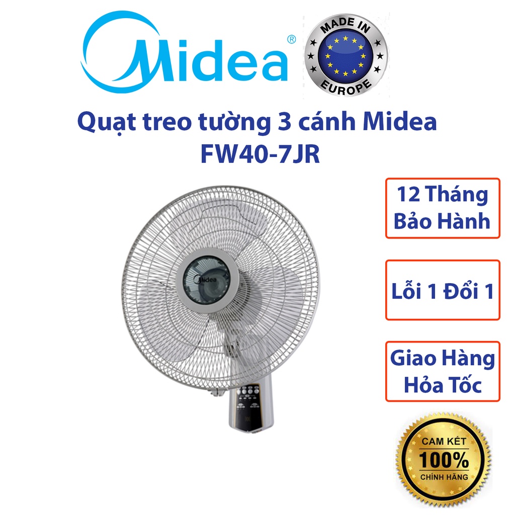 Quạt treo tường Midea FW40-7JR, Điều khiển từ xa, lỗi 1 đổi 1, bảo hành 12 tháng