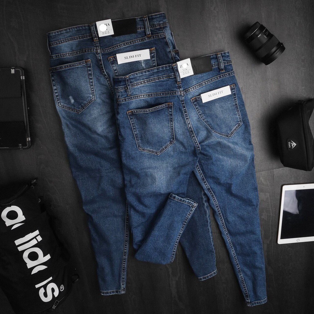 Quần jeans nam rách gối nhẹ Zara Man, hàng cao cấp.