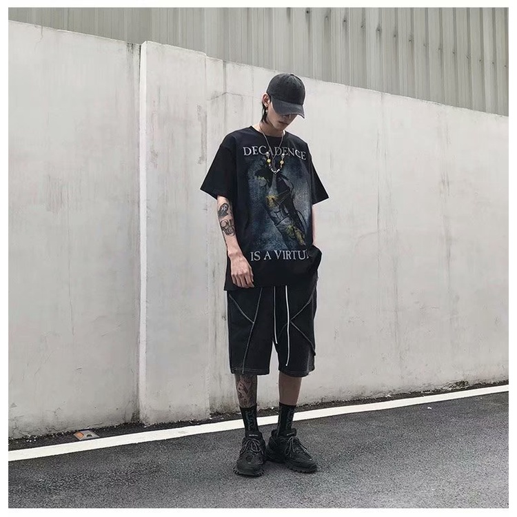 Áo Thun Dáng Rộng Tay Ngắn Phong Cách Thời Trang Hiphop Có Size M-8XL Dành Cho Nam Giới