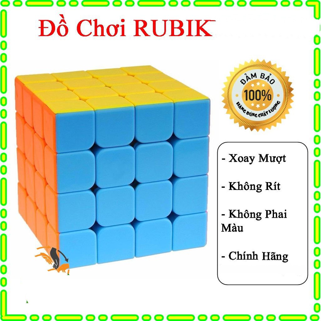 Đồ chơi rubik 4x4 không viền cực trơn hàng công ty trong hộp có hướng dẫn dành trong thi đấu, do choi rubic 4x4