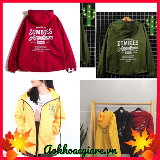 Áo khoác dù nam nữ in chữ kiểu zombies có size lớn-ảnh thật
