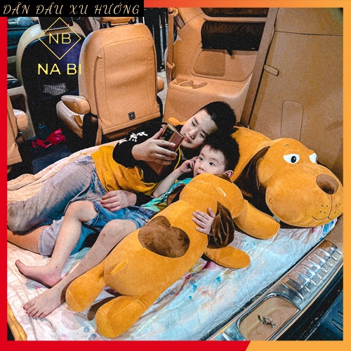 Gấu bông chó nằm tai dài 1M2 gối ôm hình chó bông mềm mịn hàng cao cấp ôm thoải mái dễ thương ảnh thật 100%