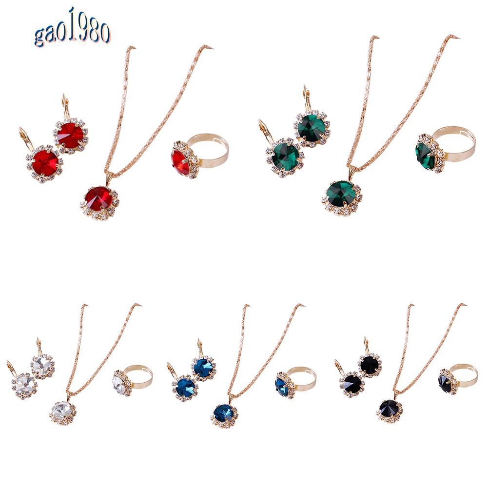 Set Vòng cổ Và Đôi Khuyên Tai Đính Đá Pha Lê Thời Trang Dành Cho Nữ