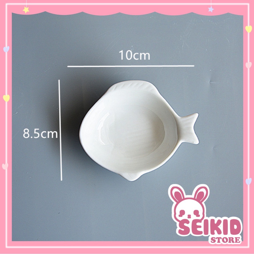 Bát sứ ăn dặm, đựng gia vị xinh xắn hình con cá đủ màu Seikid Store 50ml