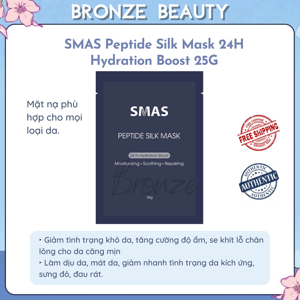 Mặt nạ dưỡng và phục hồi da SMAS Peptide Silk Mask 24H Hydration Boost 25G Nhật Bản dành cho da nhạy cảm, treatment