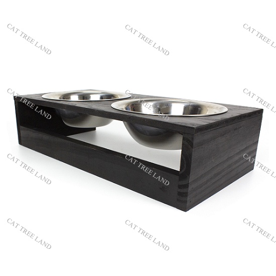 KHAY ĂN BẰNG GỖ SIÊU CỨNG, KÈM BÁT ĂN CHÓ MÈO BẰNG INOX MS.67