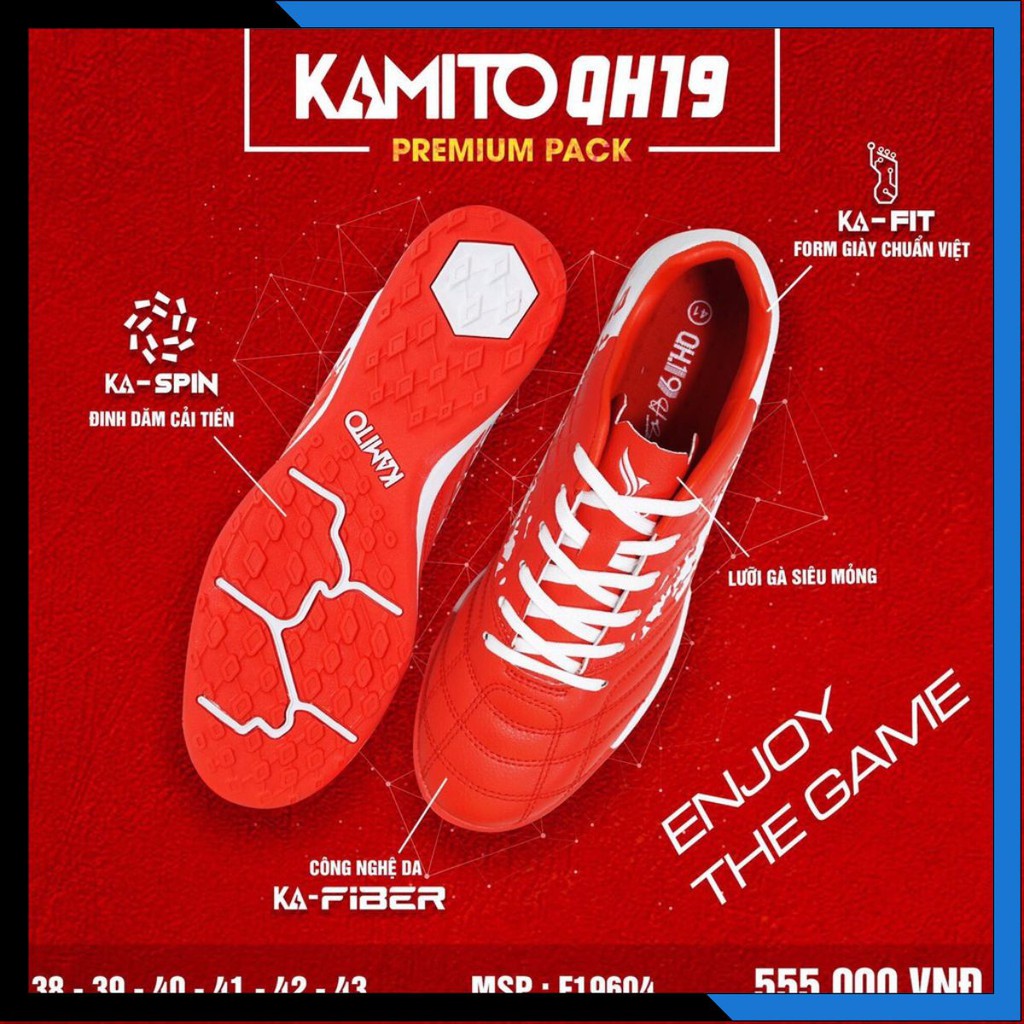 Giày đá bóng Kamito Quang Hải 19 Premium Pack, Giày đá banh QH19 chính hãng Full Box tặng kèm túi rút