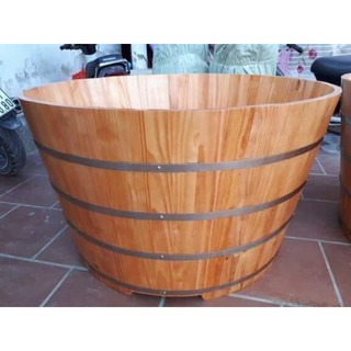 bồn tắm gỗ thông miệng 70cm