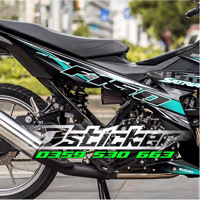 Tem Satria xanh ngọc dán xe đen - Rời có thể đổi raider