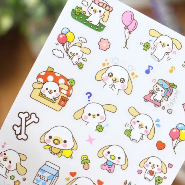 Bộ sticker 6 tấm cún con dễ thương