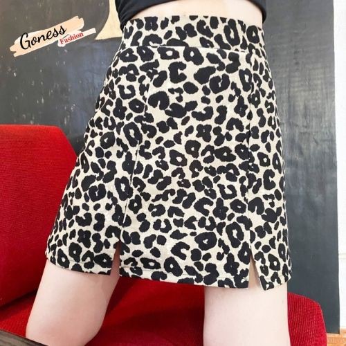 Chân váy chữ A Goness dáng ngắn lưng cao họa tiết da báo phong cách retro | BigBuy360 - bigbuy360.vn
