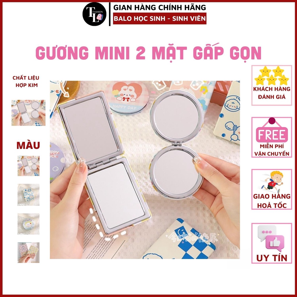 Gương Gập Mini 2 Mặt, Gương Trang Điểm Cute TL-nhiều màu sắc