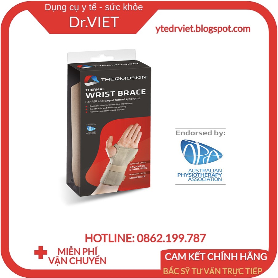 Băng nẹp khớp cổ tay trái Thermoskin chính hãng-THERMOSKIN WRIST HAND BRACE LEFT nhập khẩu Úc-Giúp phục hồi chấn thương