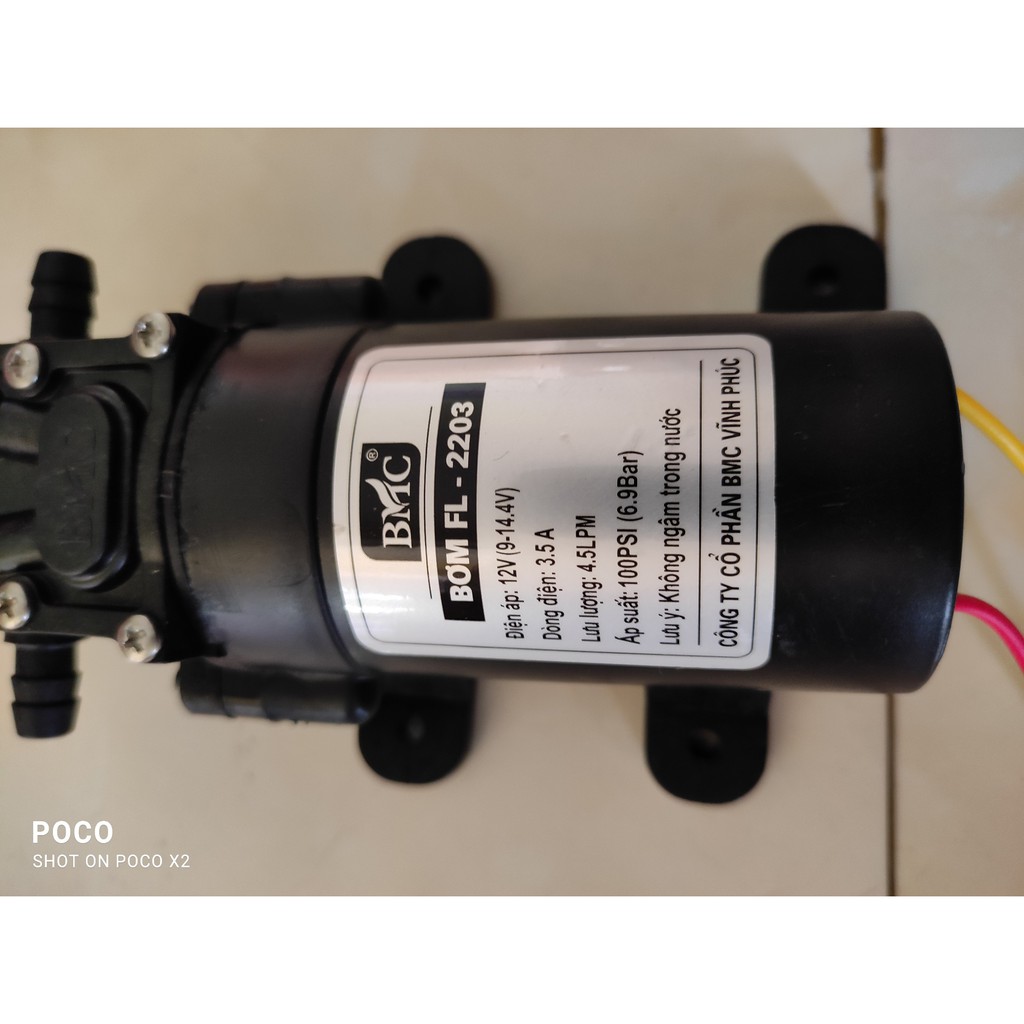 Bơm tăng áp mini BMC 12V, bơm cho bình xịt thuốc 12V