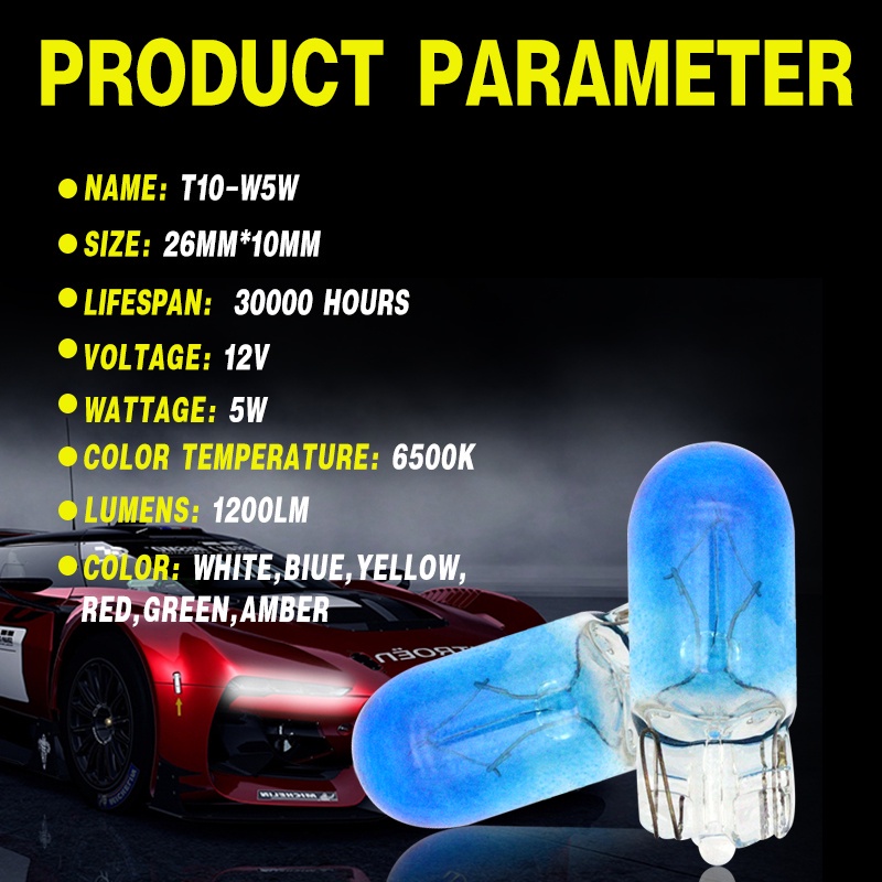 Set 10 Bóng Đèn Halogen T5 T10 T15 1156 1157 Nhiều Màu Sắc Chuyên Dụng Cho Xe Hơi