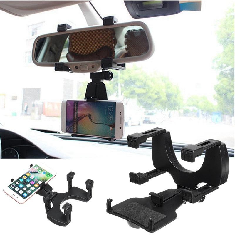 Giá đỡ điện thoại kẹp gương chiếu hậu ô tô, gắn cam hành trình xoay 360 độ