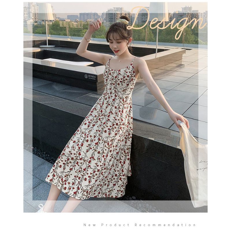 [ Rẻ Vô Địch] Váy Hai Dây Hóa Nhí, Đầm Vintage Hàn Quốc, Dáng Suông Dài, Chất Mát Cầm Sướng Tay, Freesize