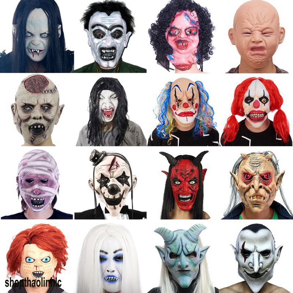 Mặt nạ quỷ-Mặt Nạ Hóa Trang Hình Đầu Lâu Dịp Halloween chất liệu cao su khuôn mặt đáng sợ,zombie