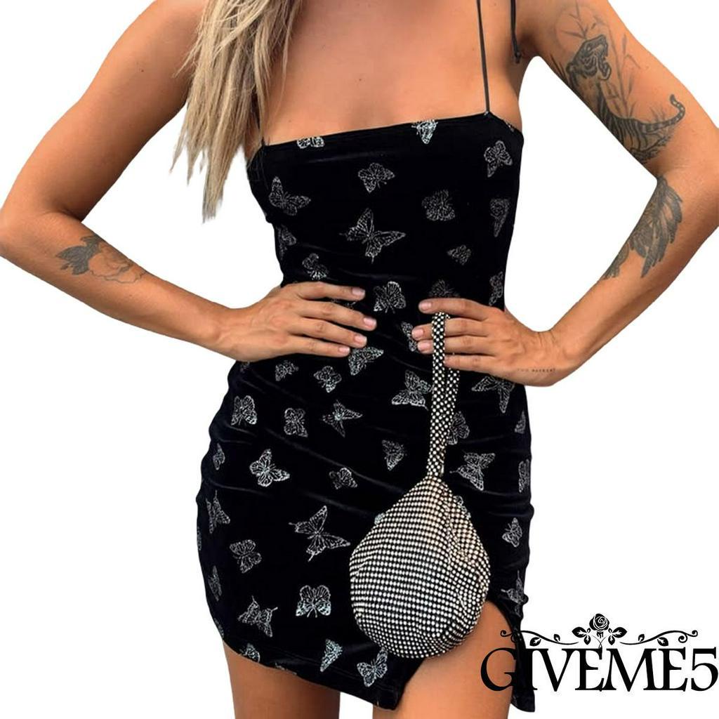 Váy Sát Nách In Họa Tiết Bươm Bướm Xinh Xắn Dành Cho Nữ BUTTERFLY