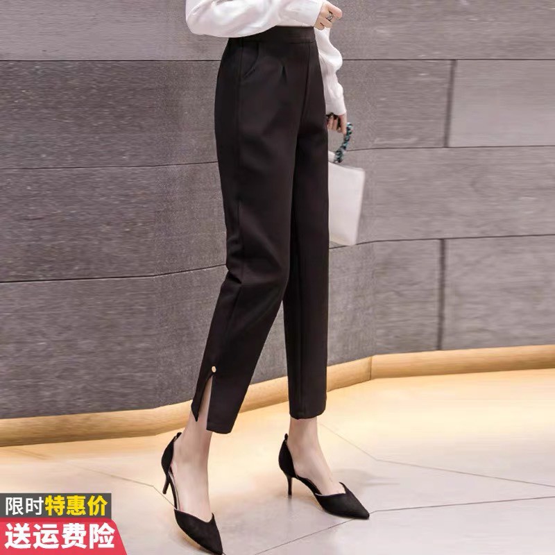 Quần baggy nữ cạp cao xẻ gấu phong cách mới chất tuyết mưa dày dặn 3 màu Trắng Đen Kem | BigBuy360 - bigbuy360.vn