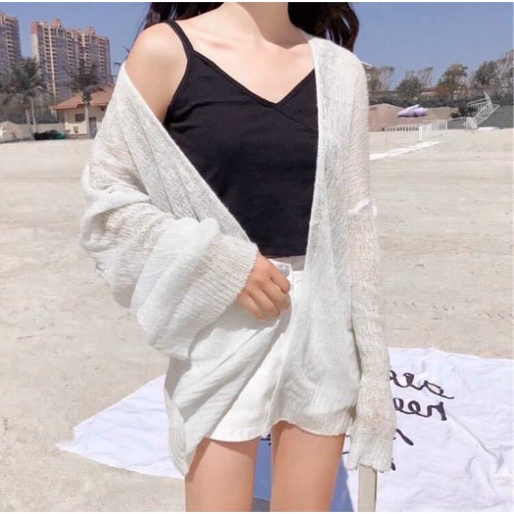 Áo cadigan len mỏng lưới, Khoác len mỏng phong cách Hàn Quốc AK6502 - NhiNhi Shop