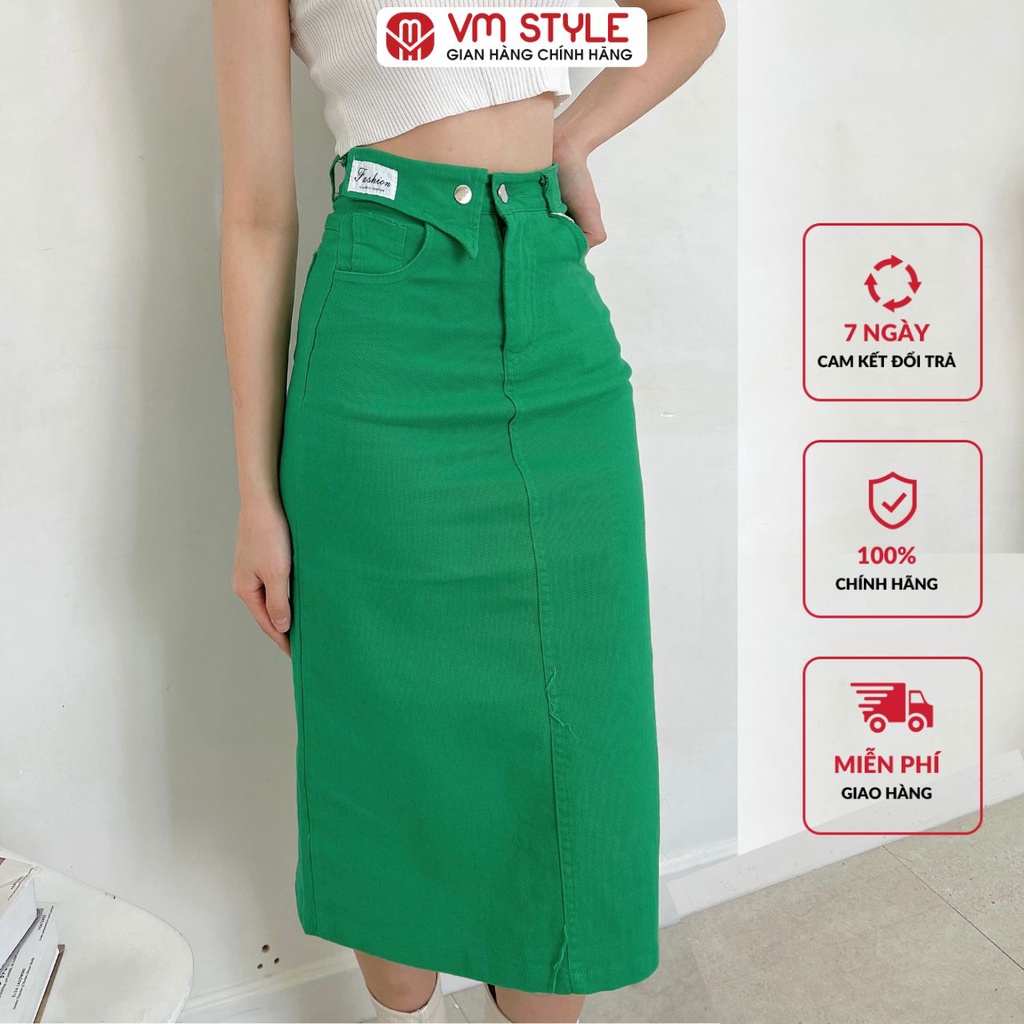 Chân váy dáng dài VMSTYLE trơn đai kiểu xanh lá nhiều màu 9930 CVD00009