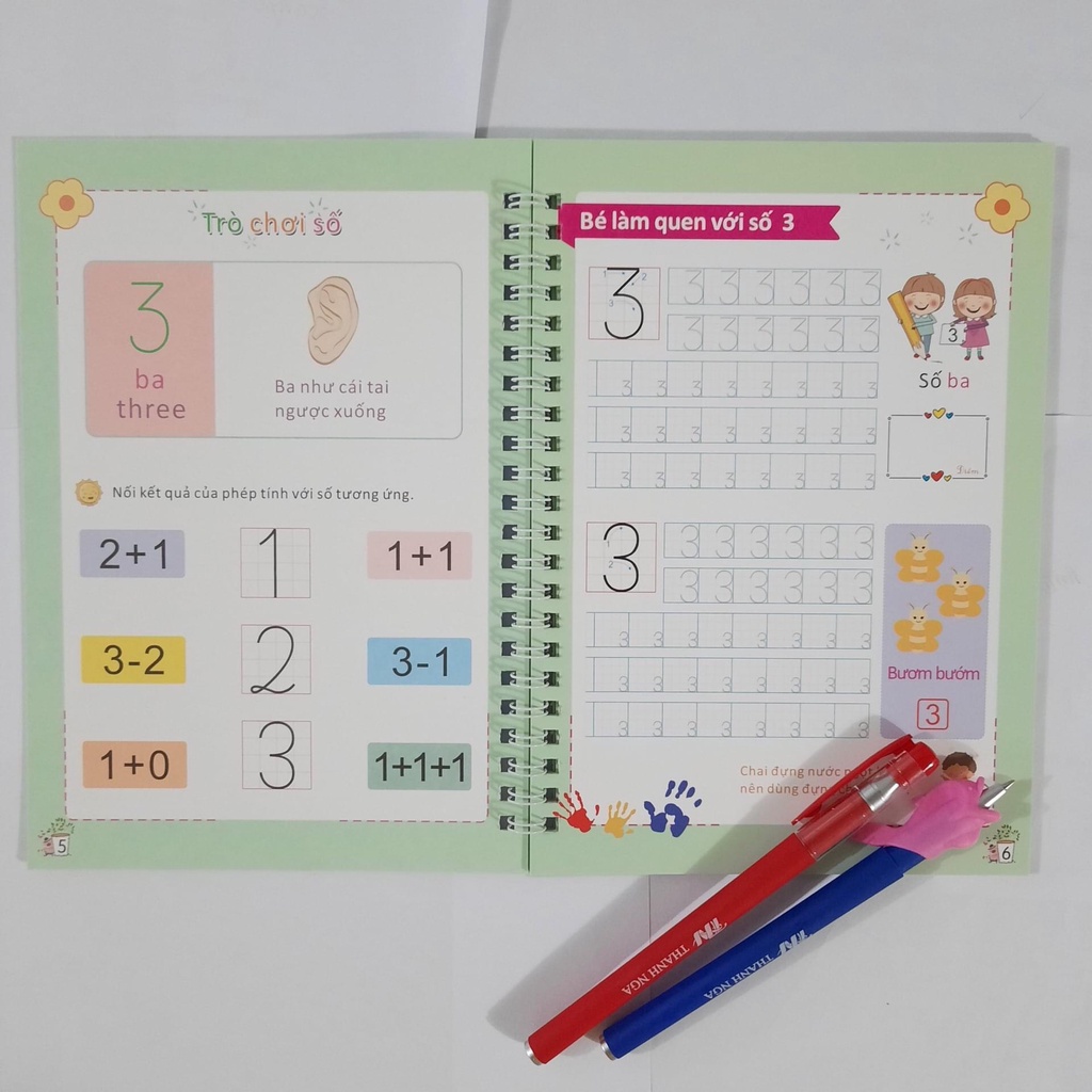 combo 3 quyển luyện viết luyện chữ số nét tự xóa bay màu thần kỳ cho bé - LANA QUEEN
