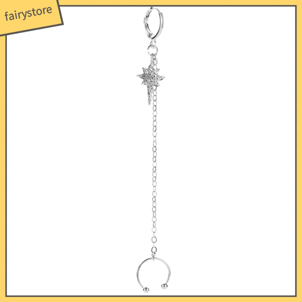 1 Khuyên Vành Tai Dáng Dài Đính Đá Lấp Lánh Cho Nữ