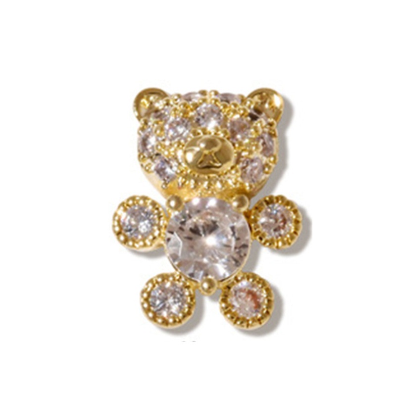 Phụ Kiện Trang Trí Móng Tay Hình Gấu Bằng Kim Loại Mạ Vàng / Bạc DIY