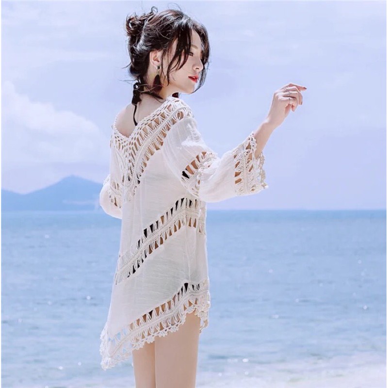 váy đũi mặc đi biển - váy đũi pha ren sexy