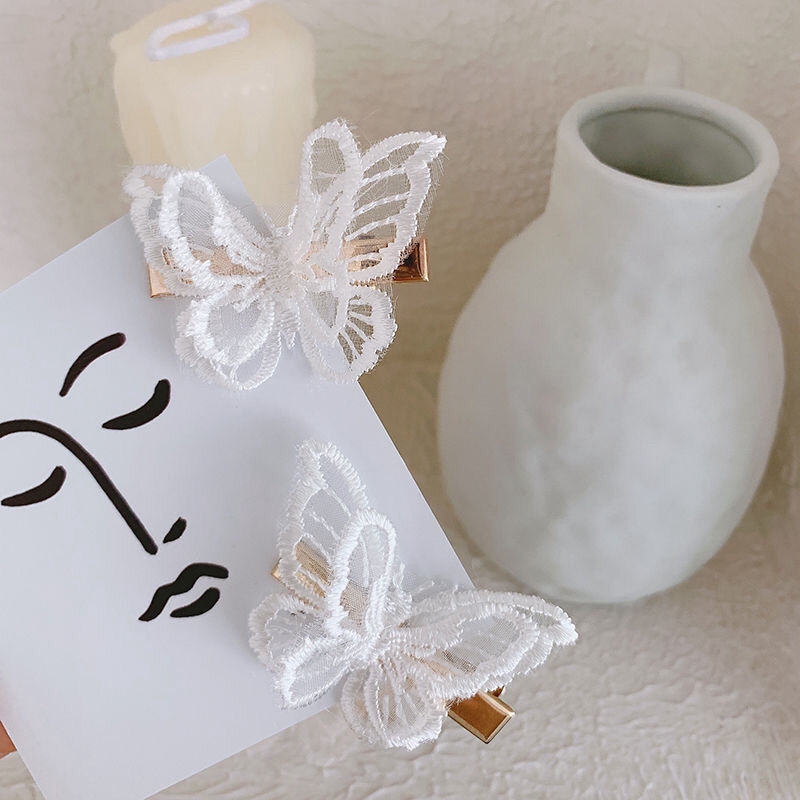 Pearl Embroidery Butterfly Hairclips