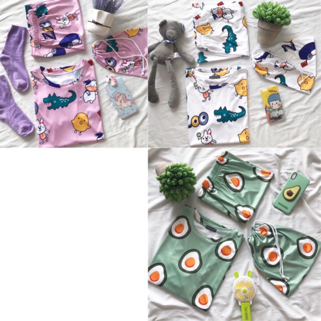 Set Bộ Thun Thái Kèm Túi Vải Rút Dây Ảnh Thật