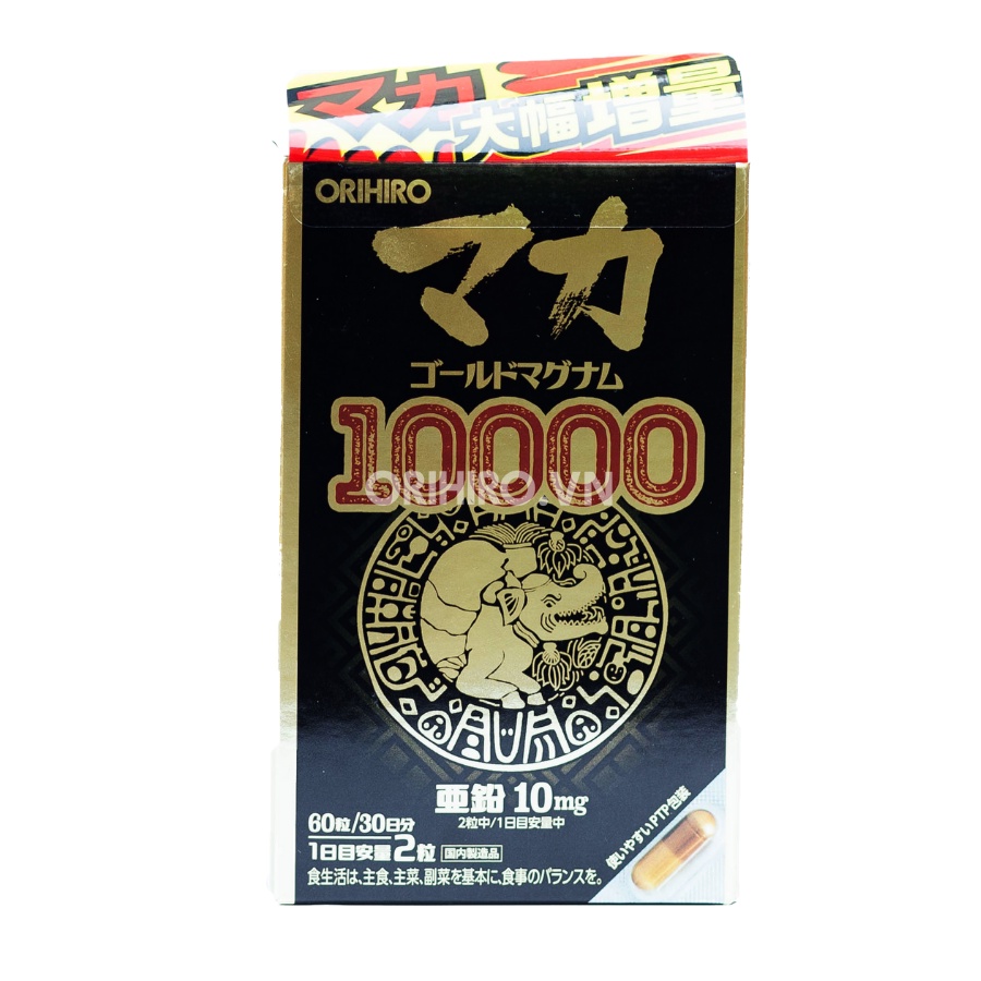 Viên uống hỗ trợ tăng cường sinh lý nam nữ Maca Gold Magnum 10000 Orihiro 60 viên