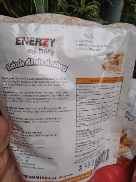 BÁNH DINH DƯỠNG ENERZY MÈ TRẮNG GÓI 90G 6 CHIẾC