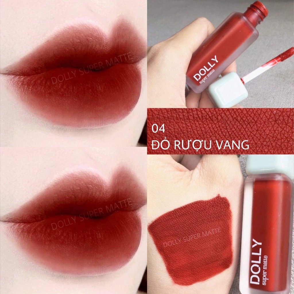 Son Lì Son Kem  DOLLY  MATTE Không Chì Cao Cấp Chính Hãng Màu <Đỏ Vang>