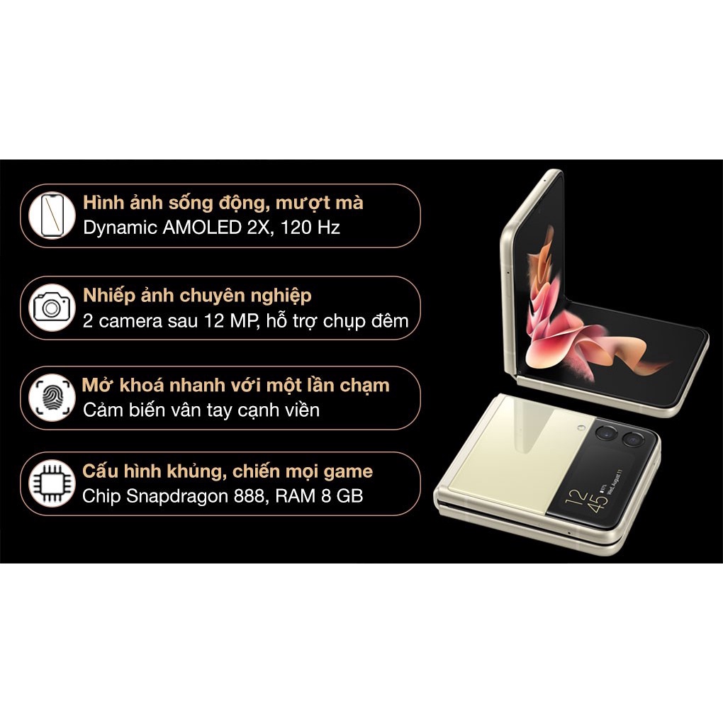 Điện Thoại Samsung Galaxy Z Flip3 5G 128G - Hàng Chính Hãng, Mới 100%, Nguyên seal