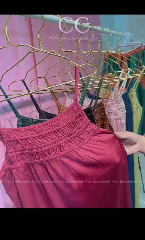 Đầm ngủ lụa 2 dây họa tiết trơn cao cấp thương hiệu CC HOMEWEAR | BigBuy360 - bigbuy360.vn