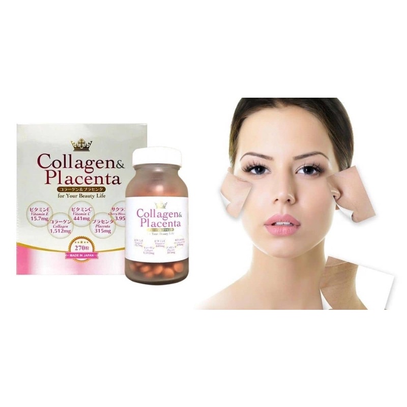 Viên Uống Trắng Da Collagen Placenta 5in1 Nhật Bản 270 Viên