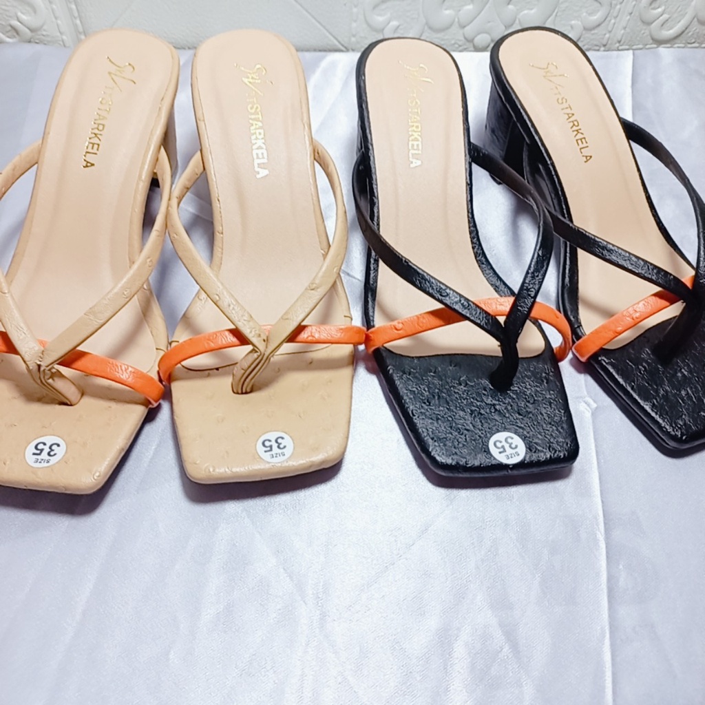 Giày Nữ Guốc Cao Gót Vuông 7 Phân Hở Mũi Kiểu Kẹp Ngón Phối Màu Mẫu Mới Bền Đẹp Sang Chảnh Mã GKN MINHTUYETSHOES