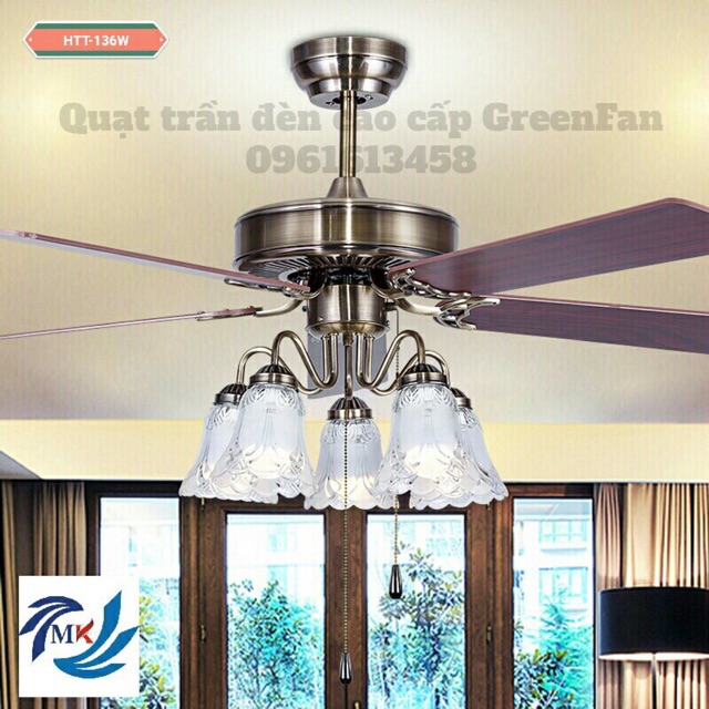 Greenfan-Quạt trần đèn HTT-136W điều khiển từ xa, cam kết hài lòng chất và giá