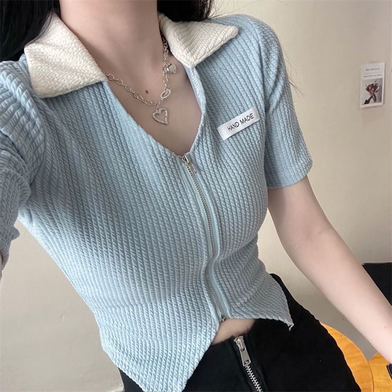 Áo Thun Tay Ngắn Có Dây Kéo  tao bao