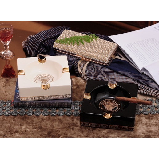 gạt tàn, hũ tăm versace. gạt tàn thuốc lá cao cấp phong cách hiện đại. hũ đựng tăm