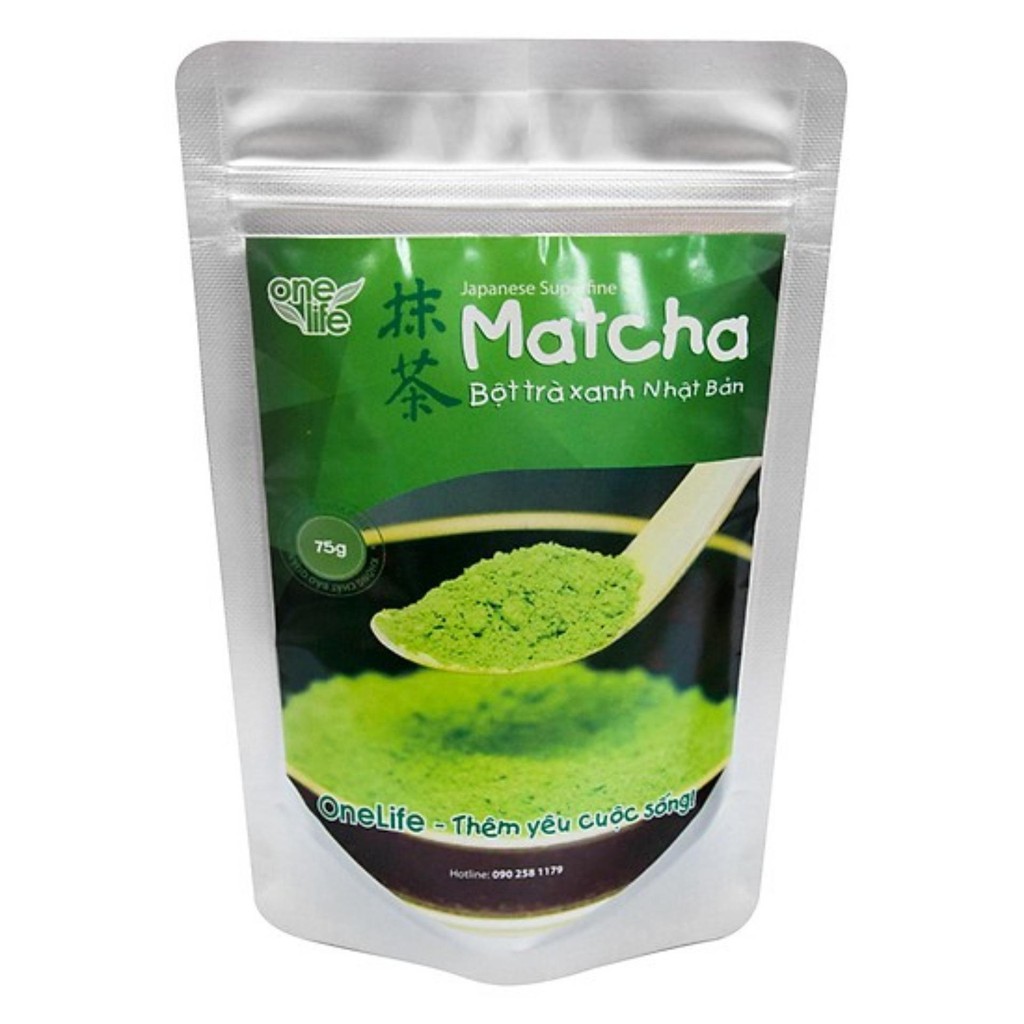 Túi 75gr Bột Matcha Trà Xanh Nhật Bản ONELIFE nguyên chất, hòa tan uống liền, giảm cân, không đường