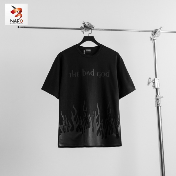 siêu Áo thun tay lỡ The Bad God Black Fire tee ! đẹp cotton