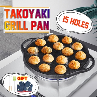 15 Hole Takoyaki Grill Pan Electric DIY Home Octopus Meat Ball Maker Plate