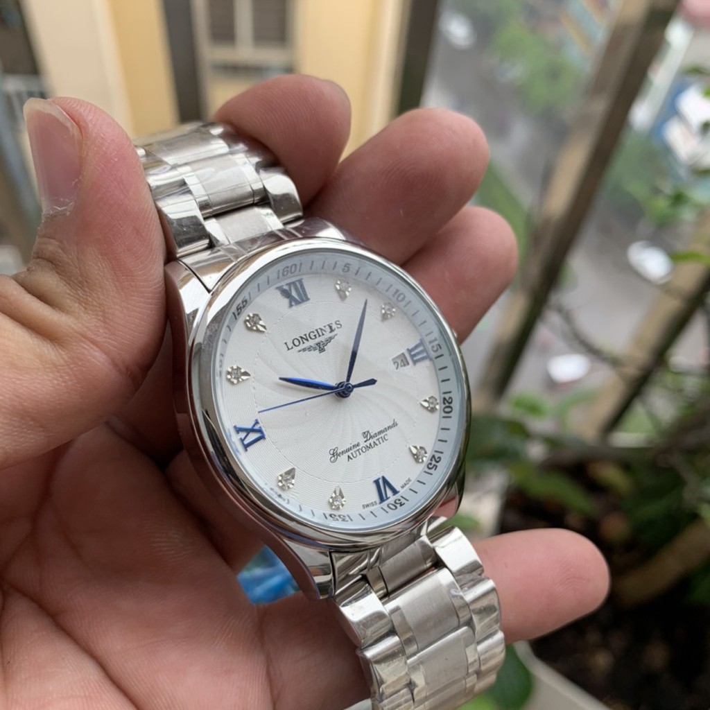 Đồng hồ nam - L.ONGIN - Đồng hồ cơ cao cấp bảo hành 12 tháng, chống nước, chống xước, thép nguyên khối màu trắng