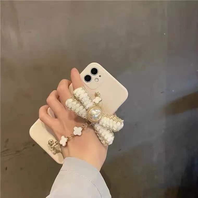 Ốp Điện Thoại Đính Dây Đeo Tay Hình Nơ Đáng Yêu Cho iPhone 13 pro max 12 Mini Pro Max 11 Pro Max Xs Max Xr X 7 8 Plus 6 6s Plus