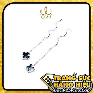 Bông tai bạc QMJ Cỏ hạnh phúc dáng dài phong cách Hàn Quốc - Q094