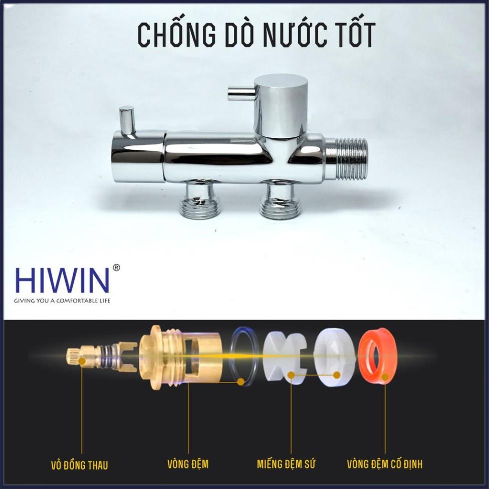 Van T chia nước vòi sen vòi xịt, van giảm áp lực nước chất liệu đồng mặt gương HIWIN JF-115